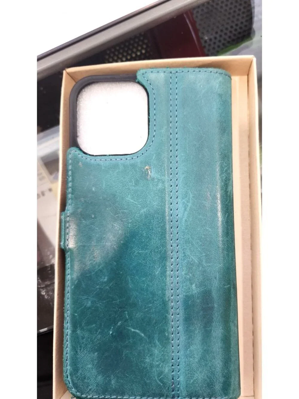 Teal Leather Wallet-Style Phone Case With Card Slots & Magnetic Closure